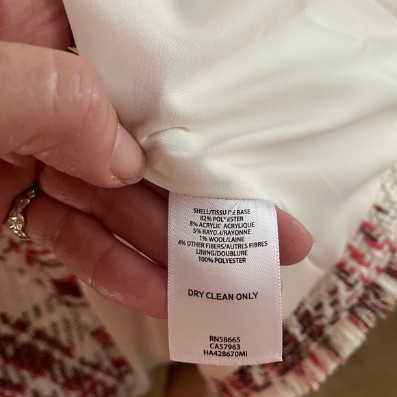 Halogen Open Front Plaid Letta Tweed Jacket/Blazer Ivory Coral SZ XL - Picture 10 of 10